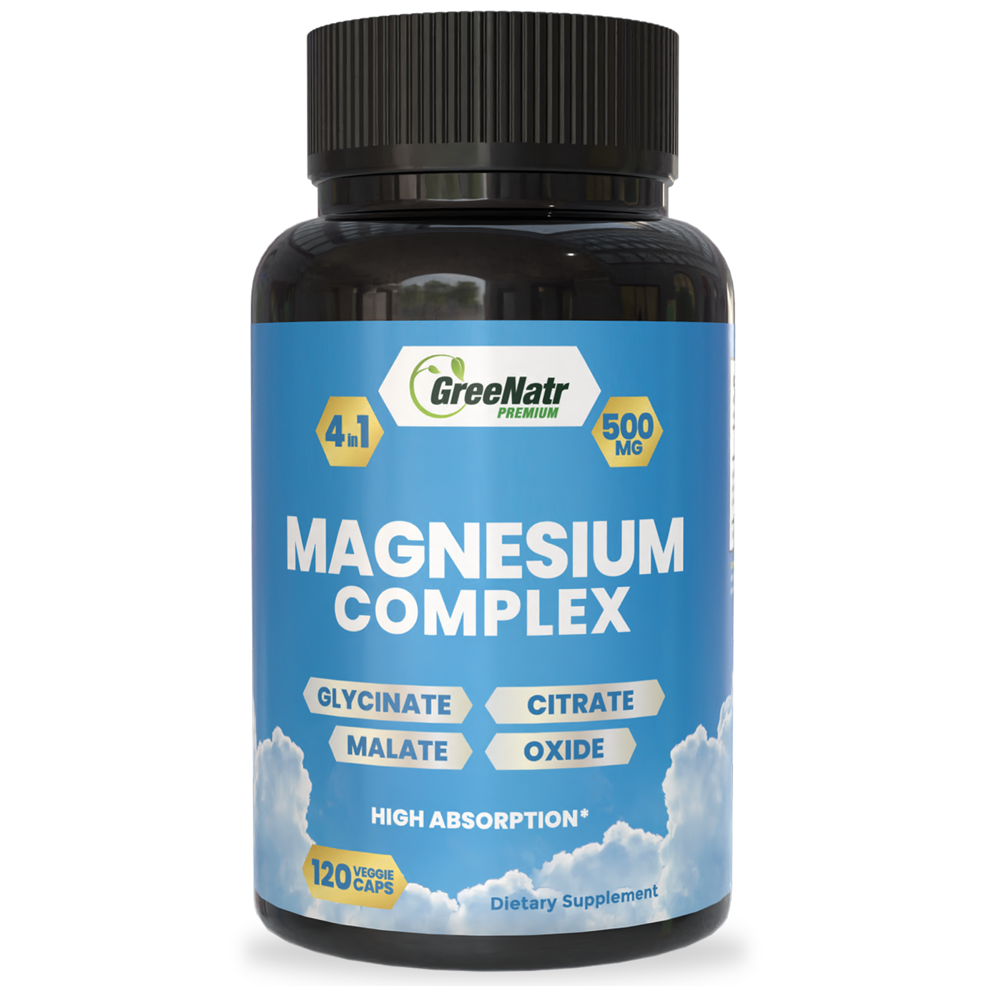 Magnesium Supplement with Glycinate, Citrate, Malate & Oxide - 120 Count