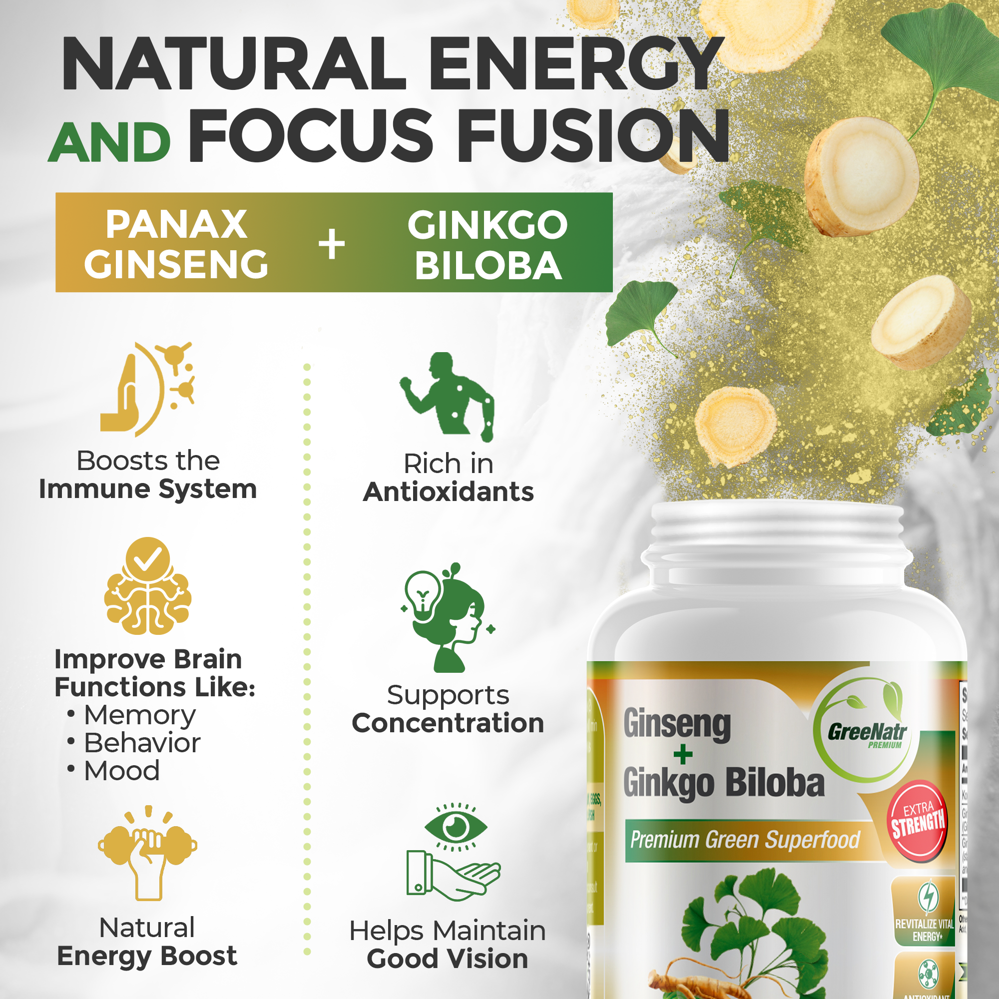 Ginseng and Ginkgo Biloba Cognitive Support