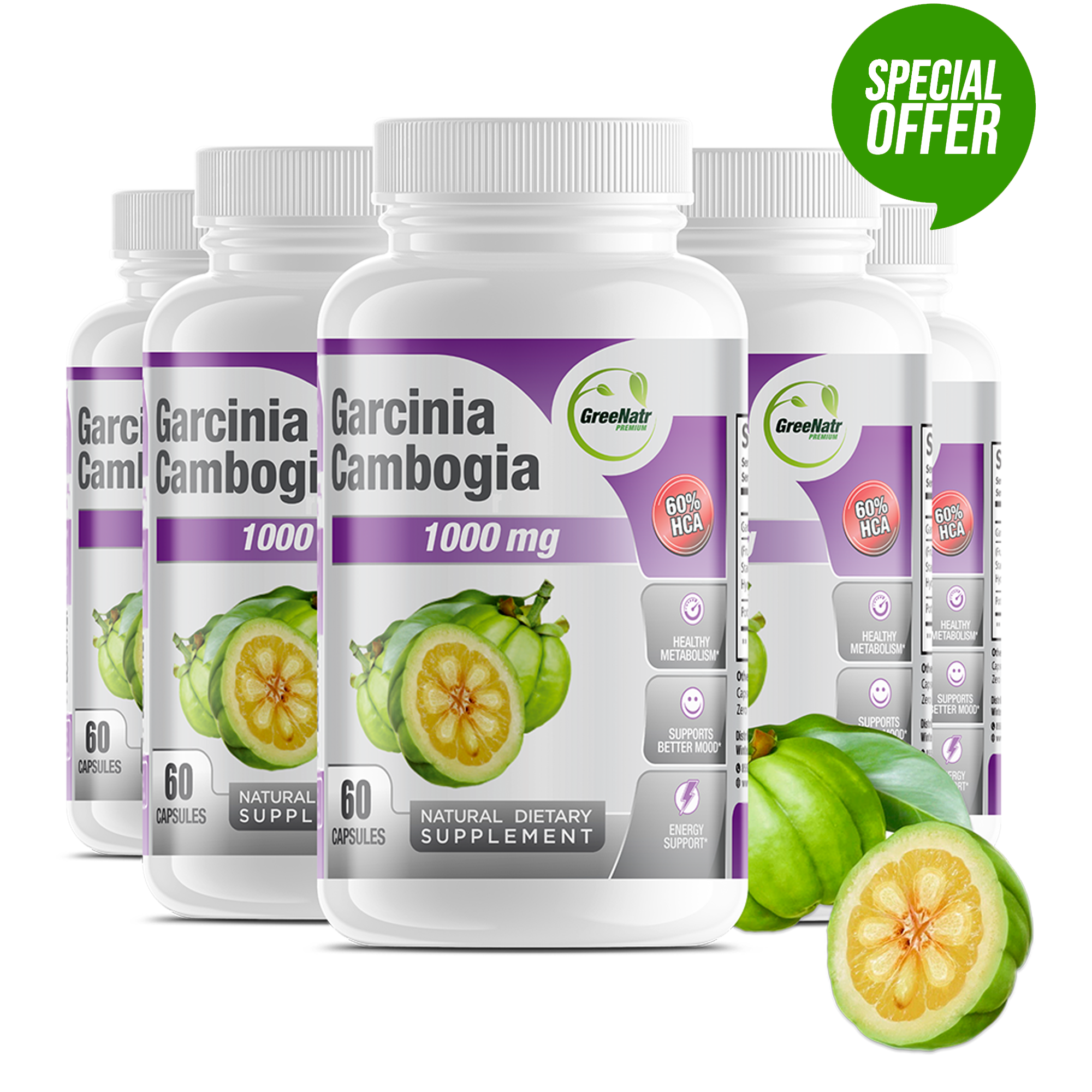 Pure Garcinia Cambogia Extract 1000mg 60% HCA