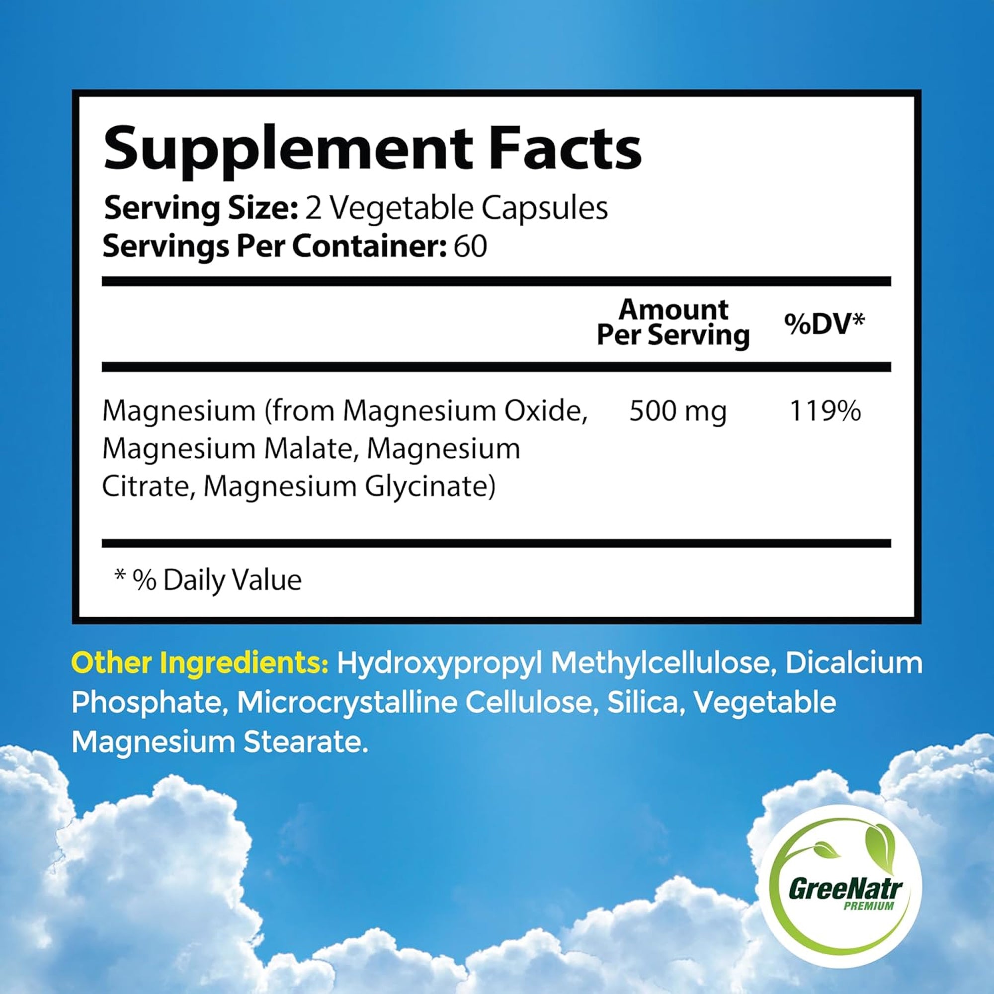 Magnesium Supplement with Glycinate, Citrate, Malate & Oxide - 120 Count