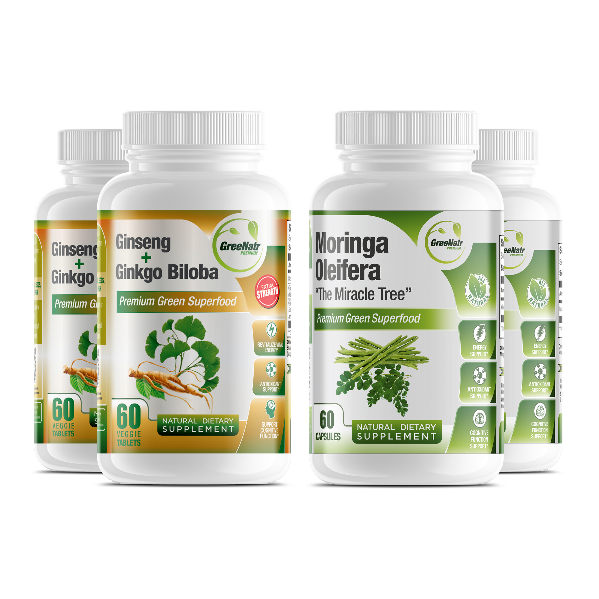 VITALITY AND STAMINA BUNDLE: Ginseng & Ginkgo Biloba + Moringa