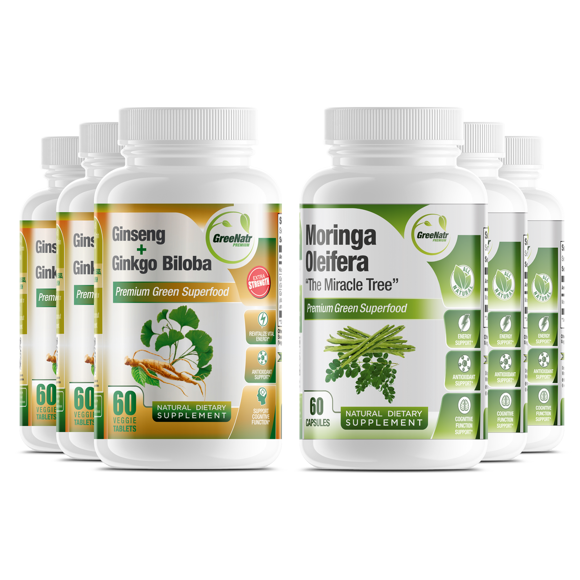 VITALITY AND STAMINA BUNDLE: Ginseng & Ginkgo Biloba + Moringa