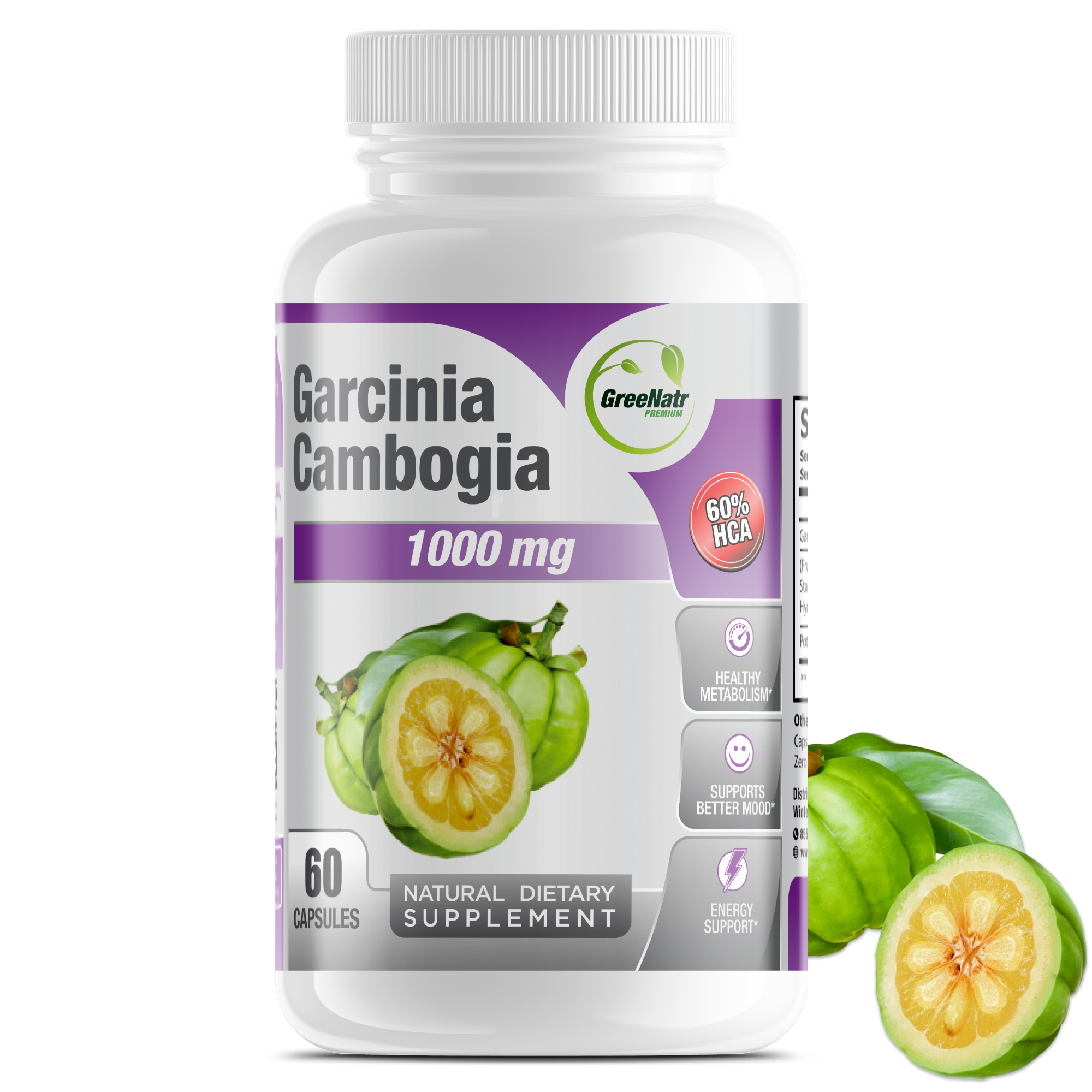 Pure Garcinia Cambogia Extract 1000mg 60% HCA