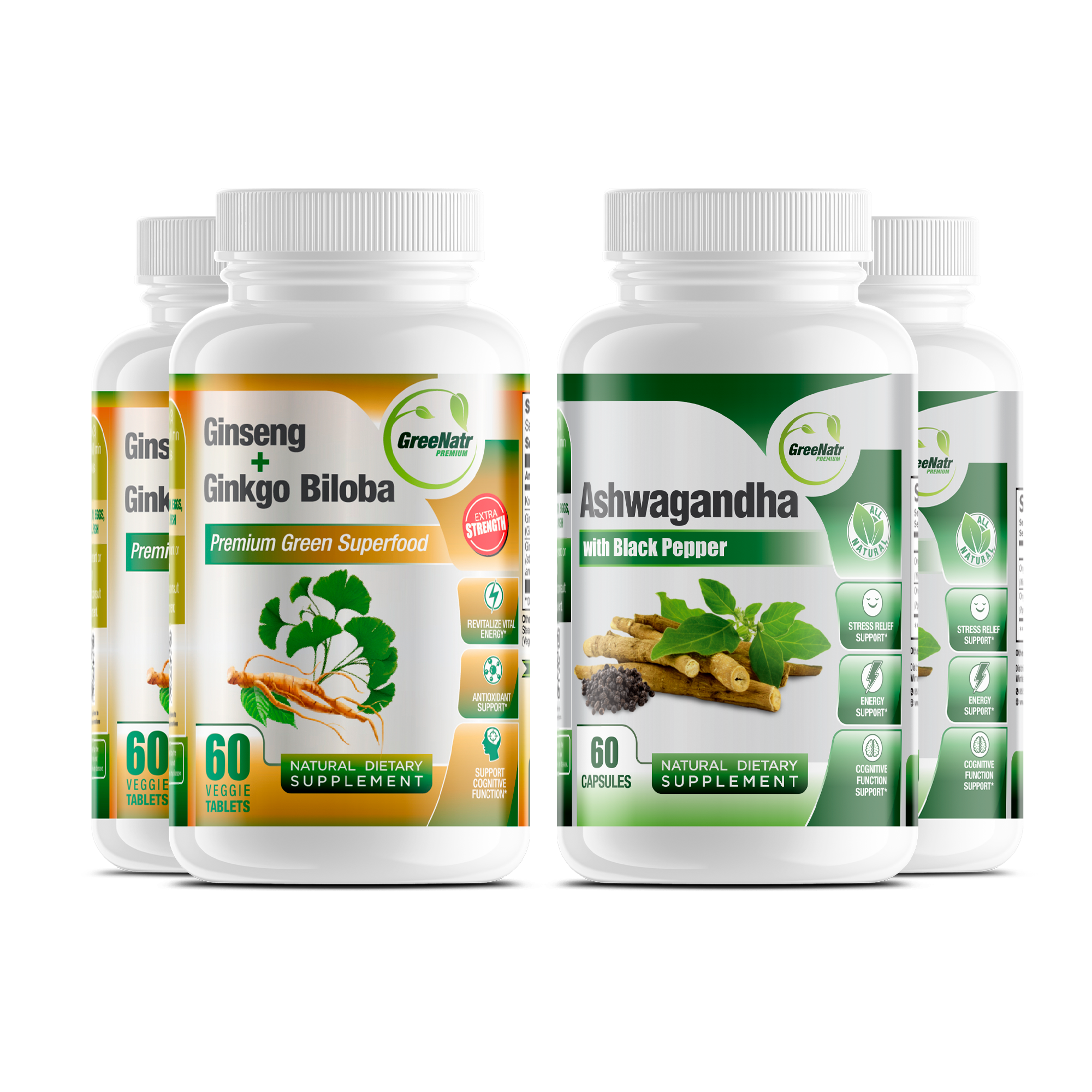 STRESS & ANXIETY BUNDLE: Ginseng & Ginkgo Biloba + Ashwagandha