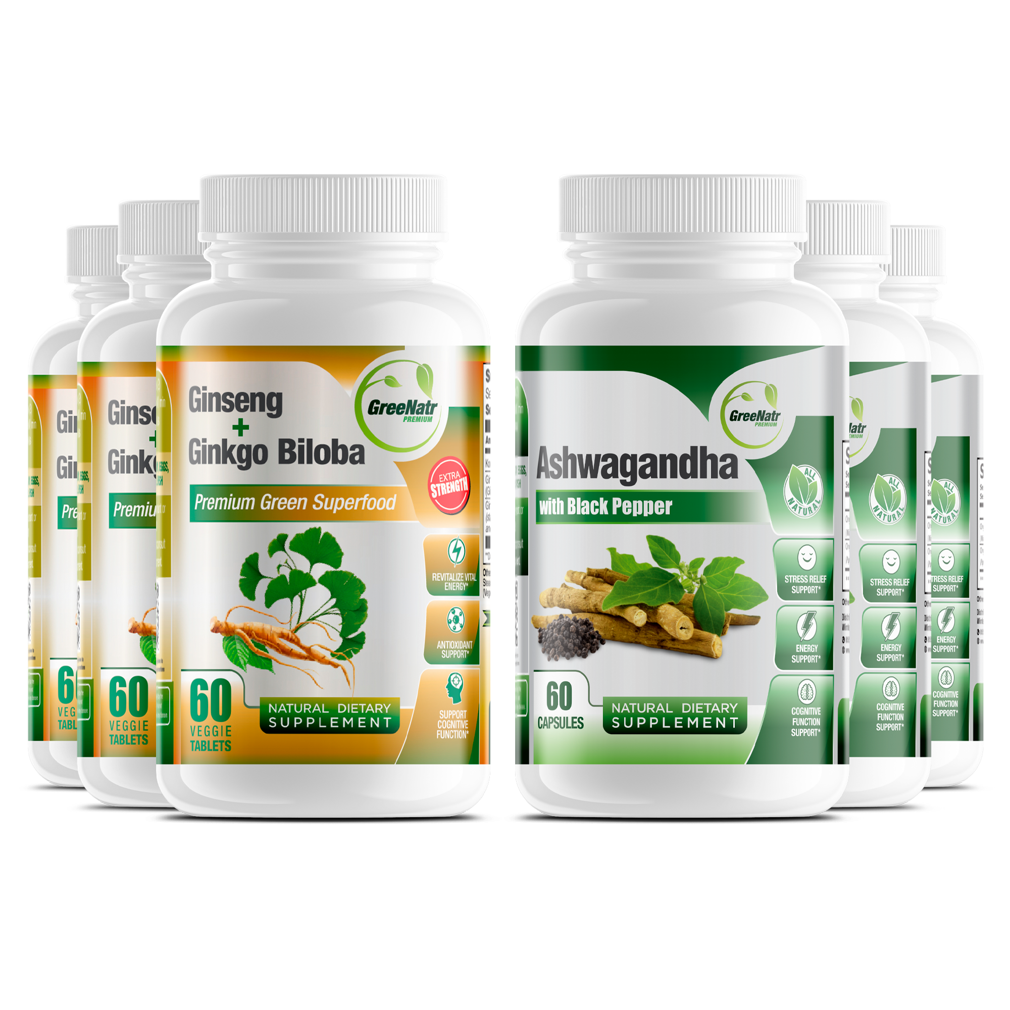 STRESS & ANXIETY BUNDLE: Ginseng & Ginkgo Biloba + Ashwagandha