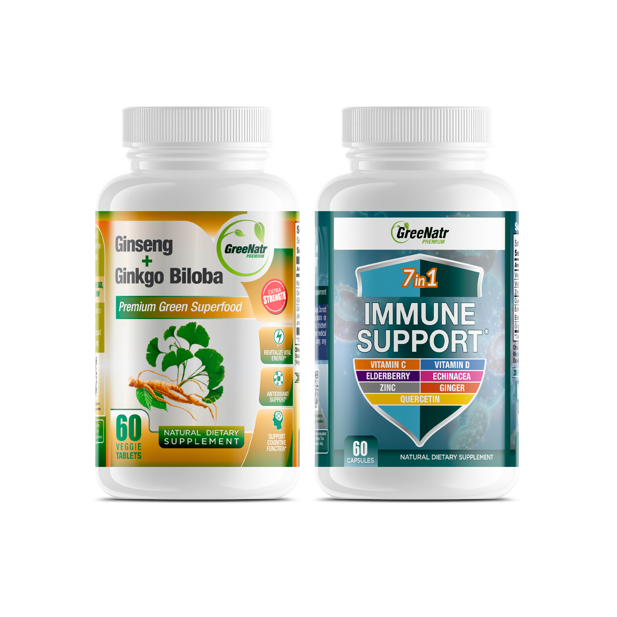 IMMUNITY & ENERGY BOOST BUNDLE: Ginseng & Ginkgo Biloba + 7 in 1 Immune Support