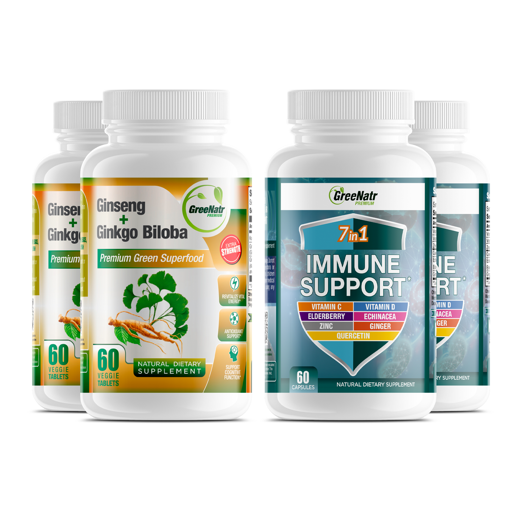 IMMUNITY & ENERGY BOOST BUNDLE: Ginseng & Ginkgo Biloba + 7 in 1 Immune Support