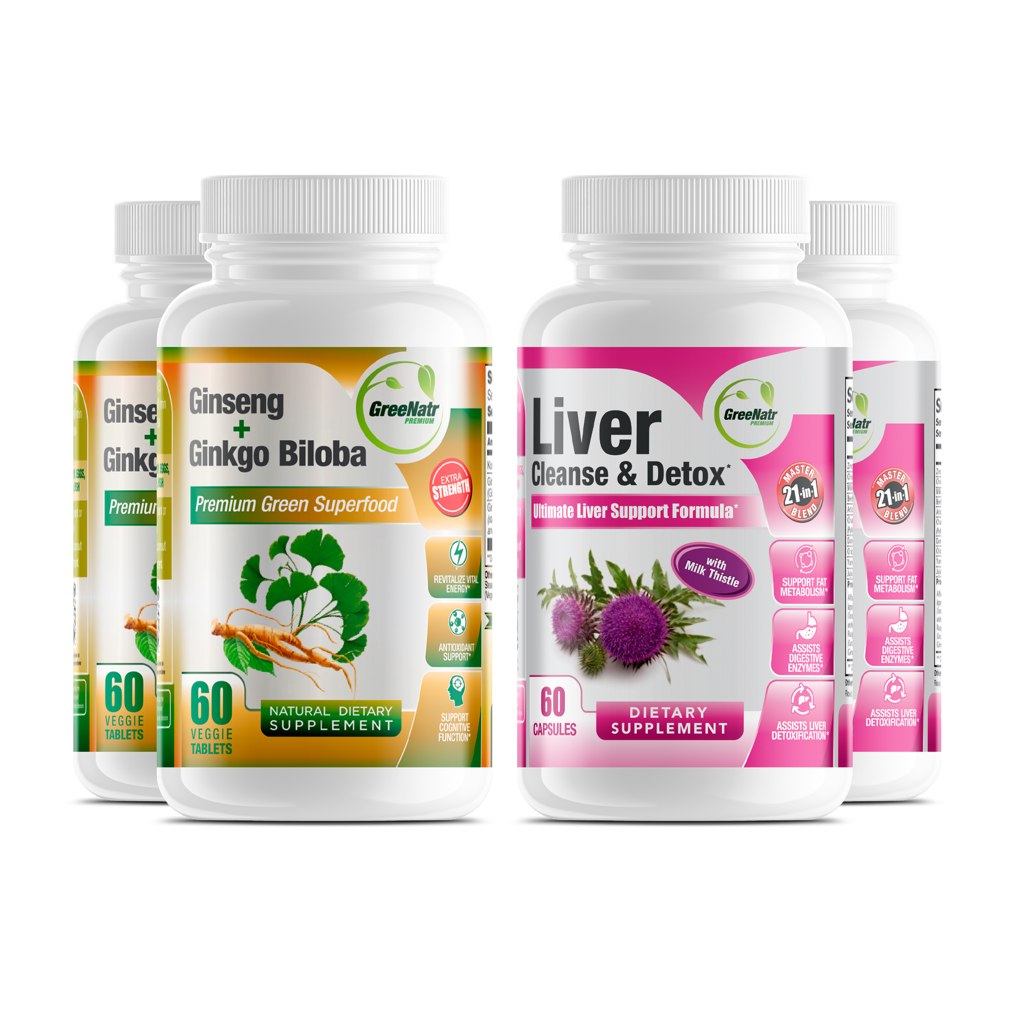 ENERGIZE & DETOX DUO PACK: Liver Cleanse & Repair Formula + Ginseng & Ginkgo Biloba