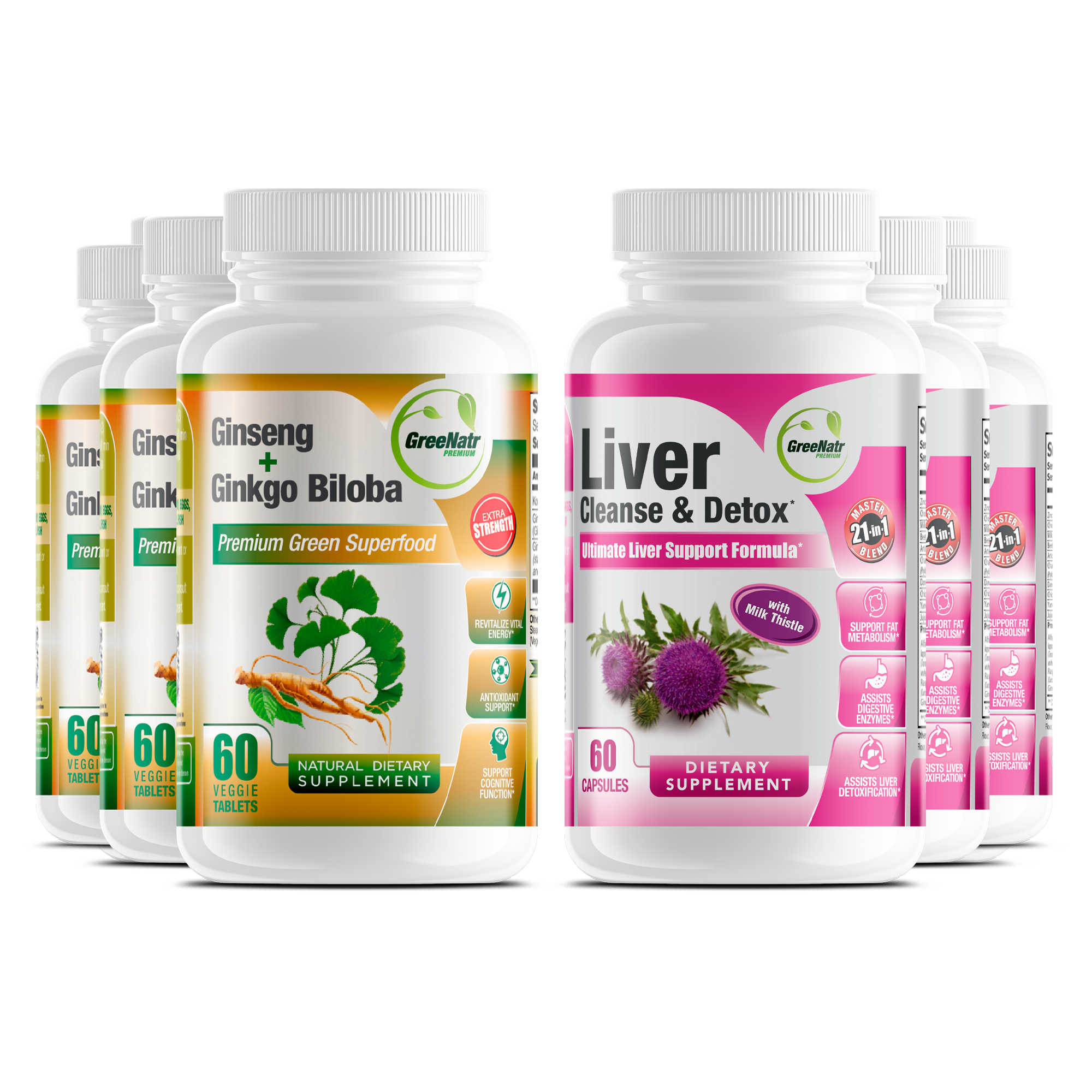 ENERGIZE & DETOX DUO PACK: Liver Cleanse & Repair Formula + Ginseng & Ginkgo Biloba