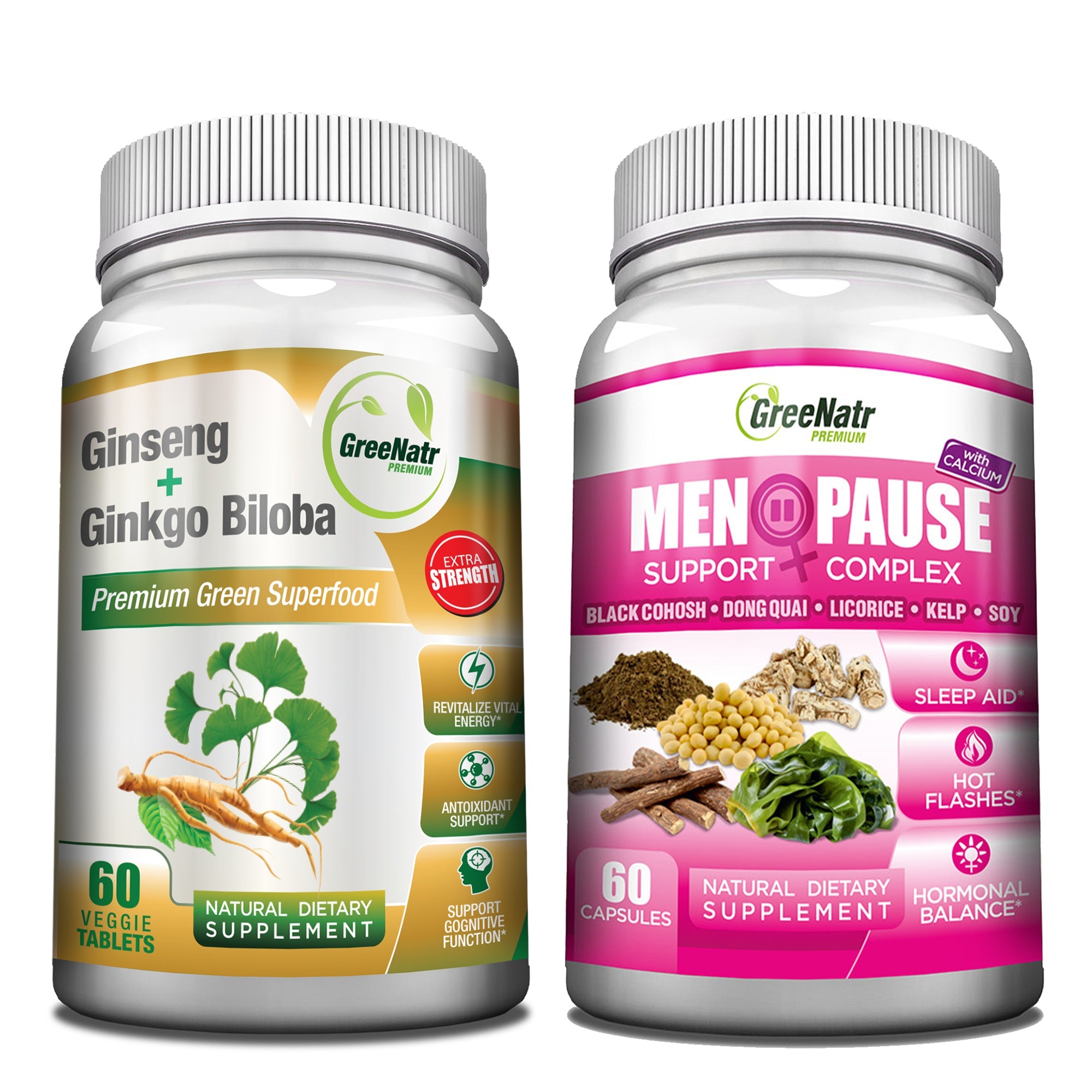Optimal Wellness Solutions: Herbal Menopause Support + Ginseng & Ginkgo Biloba